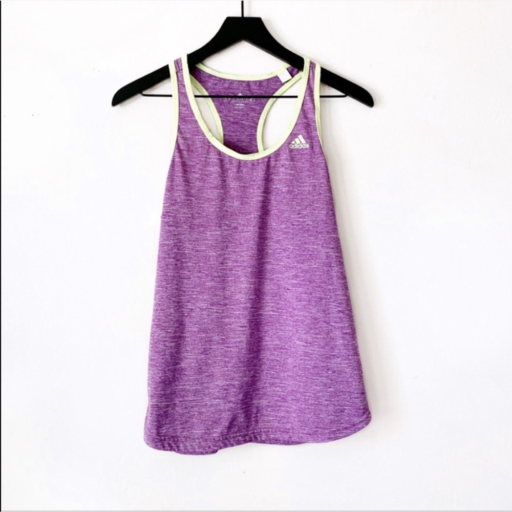 Adidas Purple & Green Racerback Fitness Tank Top - Picture 1 of 5